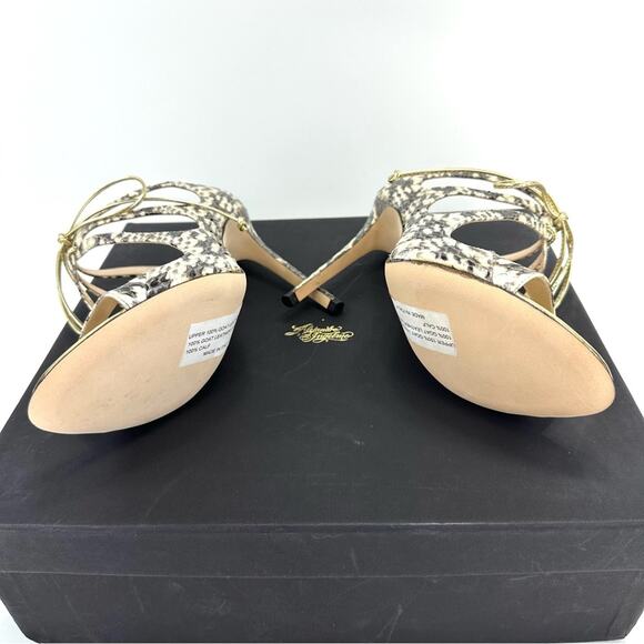 Alejandro Ingelmo Stiletto Heel Sandal Size 6.5 Snake Print Leather Slip-On New - Picture 7 of 16